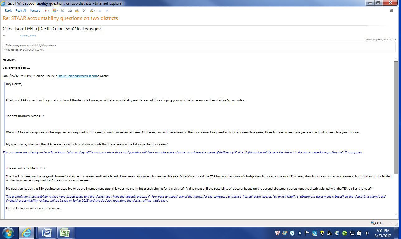 TEA email No. 1